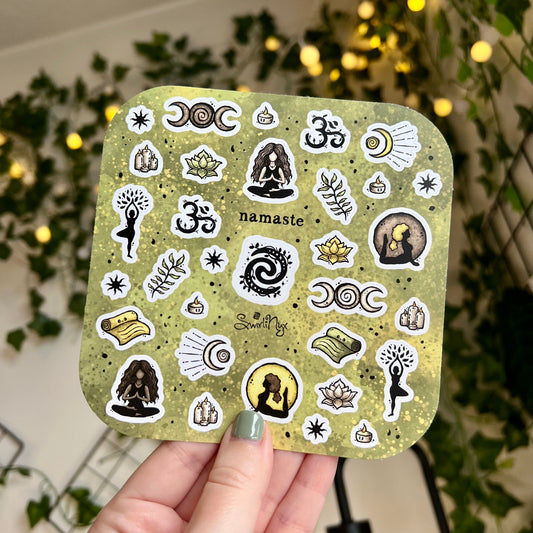 Green Namaste Sticker Sheet