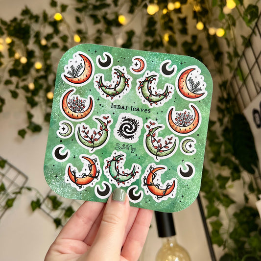 Green Lunar Leaves Sticker Sheet
