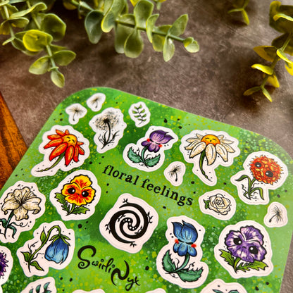 Green Floral Feelings Sticker Sheet