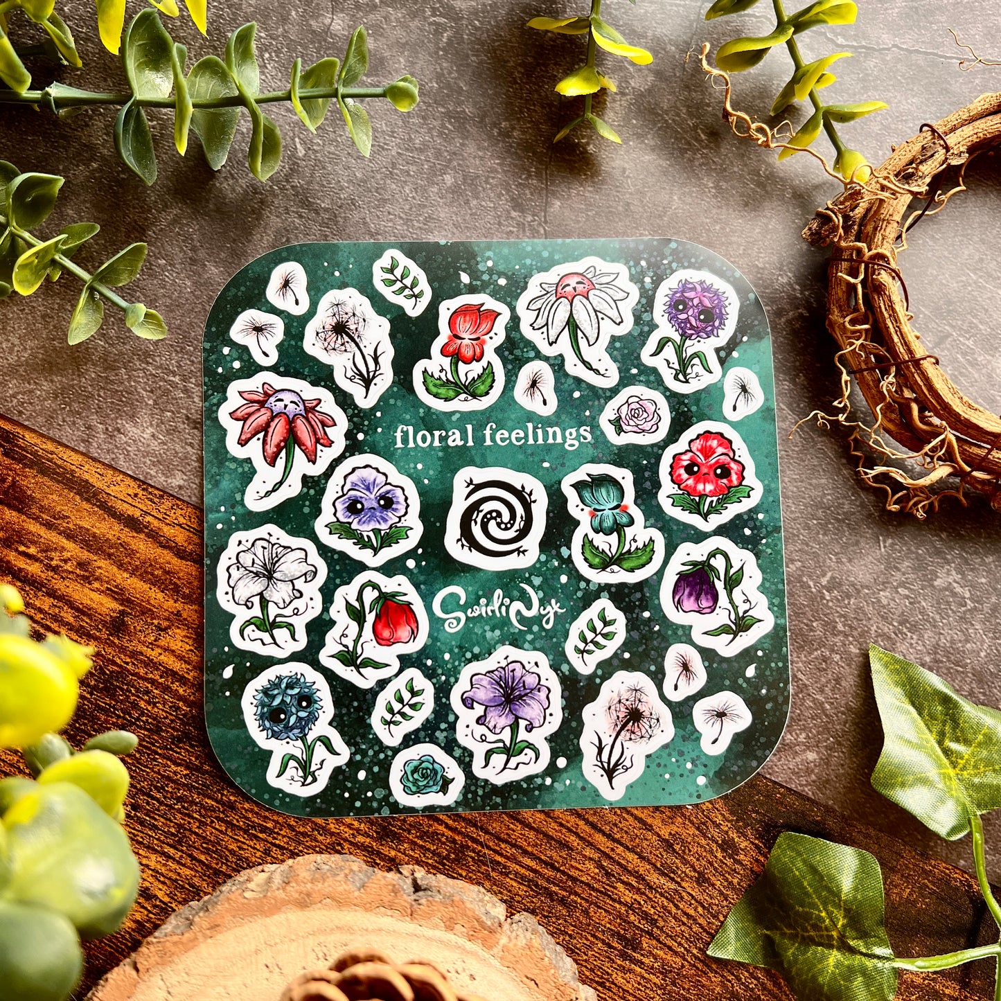 Dark Floral Feelings Sticker Sheet