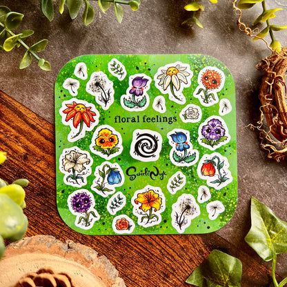 Green Floral Feelings Sticker Sheet