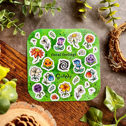 Green Floral Feelings Sticker Sheet