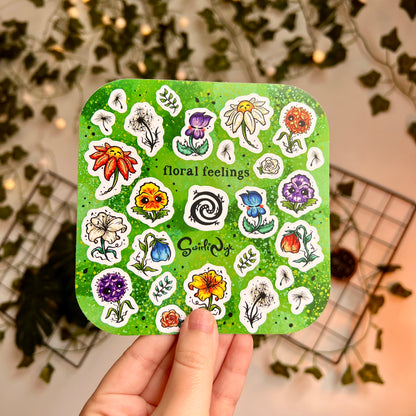 Green Floral Feelings Sticker Sheet