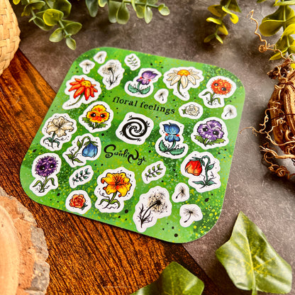 Green Floral Feelings Sticker Sheet