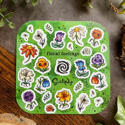 Green Floral Feelings Sticker Sheet