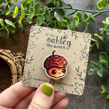 Oakley the Acorn Wooden Pin