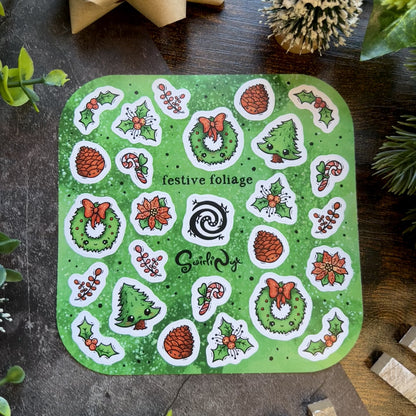 Green Festive Foliage Sticker Sheet
