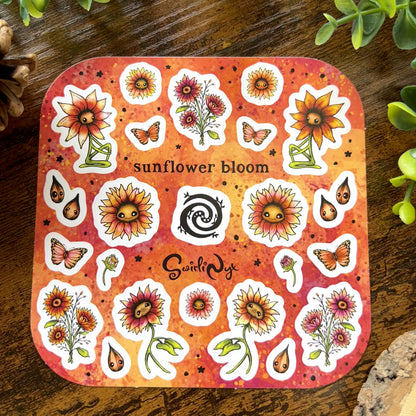 Red Sunflower Bloom Sticker Sheet