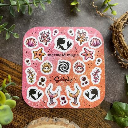 Coral Mermaid Magic Sticker Sheet