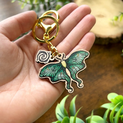 Lunar Moth Wooden Keyring