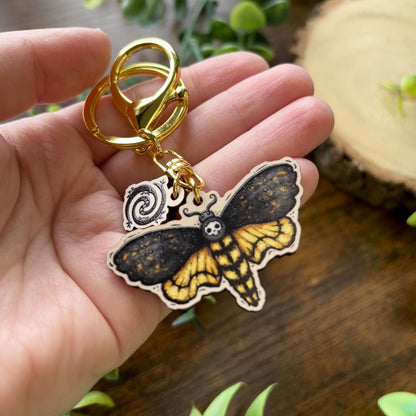 Death Moth Wooden Keyring