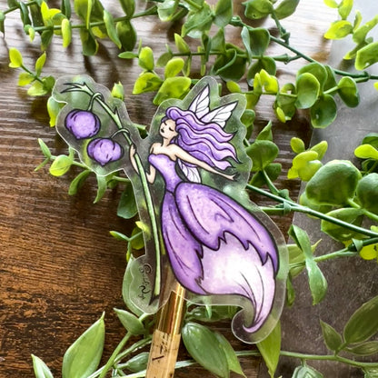 Purple Floral Fairy Clear Sticker