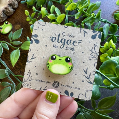 Algae the Frog Wooden Pin