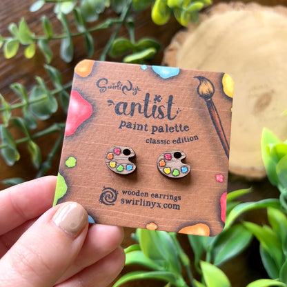 Classic Paint Palette Wooden Earrings