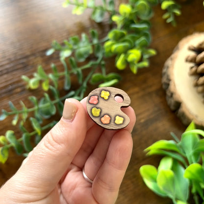Woodland Paint Palette Wooden Pin