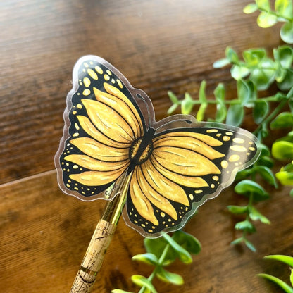 Sunflower Butterfly Clear Sticker
