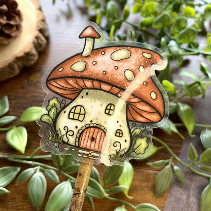 Red Mushroom House Clear Sticker