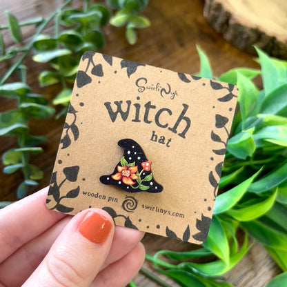 Witch Hat Wooden Pin