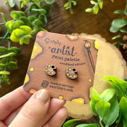 Woodland Paint Palette Wooden Earrings