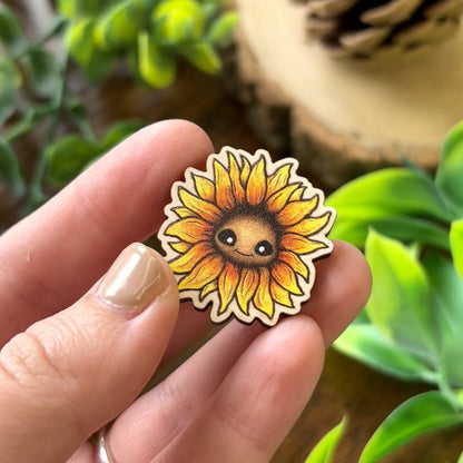 Saffy the Sunflower Wooden Pin