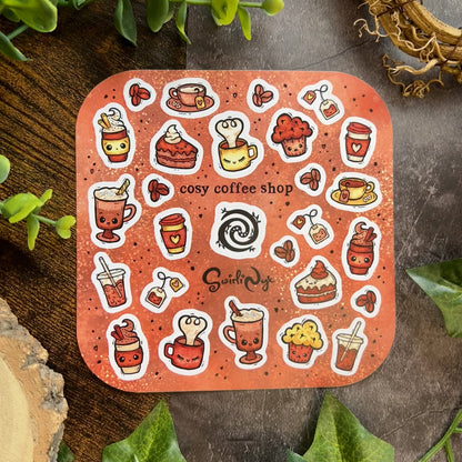 Mocha Cosy Coffee Shop Sticker Sheet